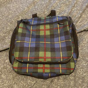 LL Bean Hanging Travel Organizer Toiletry Bag - Green / Blue Plaid - Medium